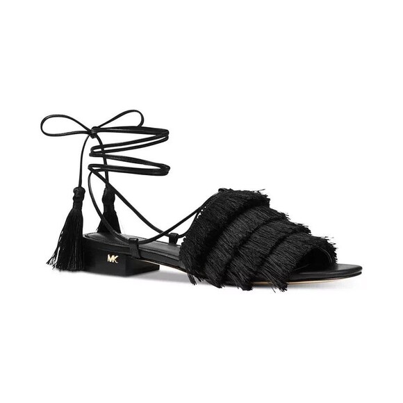 Michael Kors Gallagher Lace-Up Sandals Fun Tassel Fringe Strappy Sandals Size  9 - Picture 1 of 13